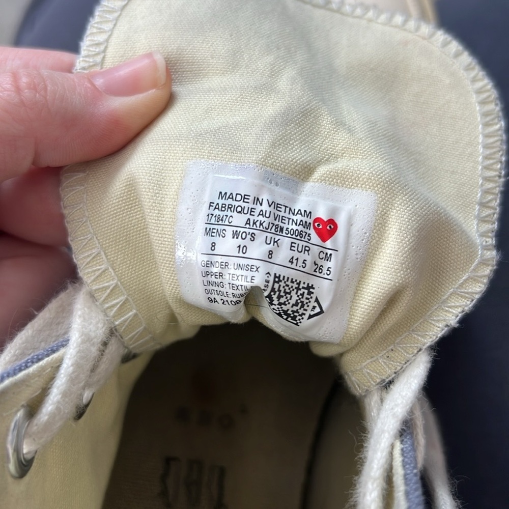 Comme de garçon Gray and White converse M8/W10 - Picture 10 of 11